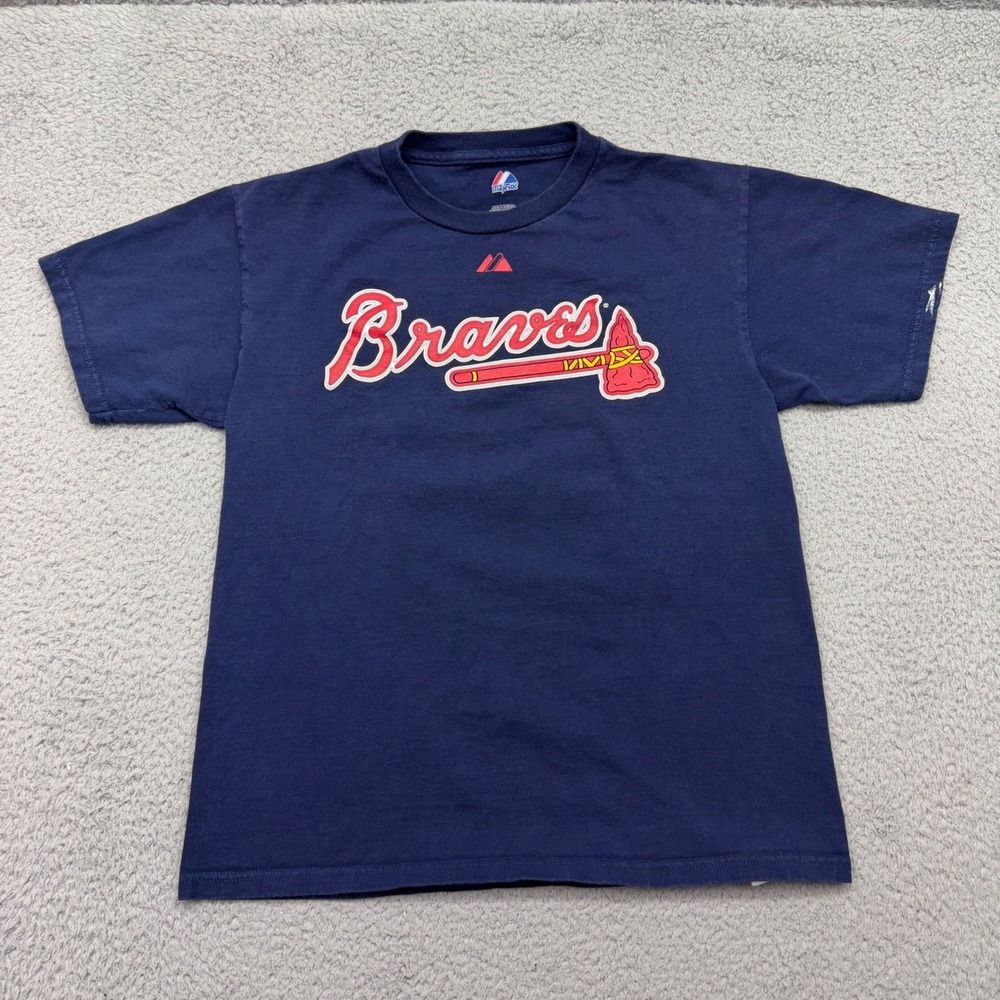 Majestic 2958 Youth Large MLB Atlanta Braves #10 Chipper Jones Blue Jersey Shirt